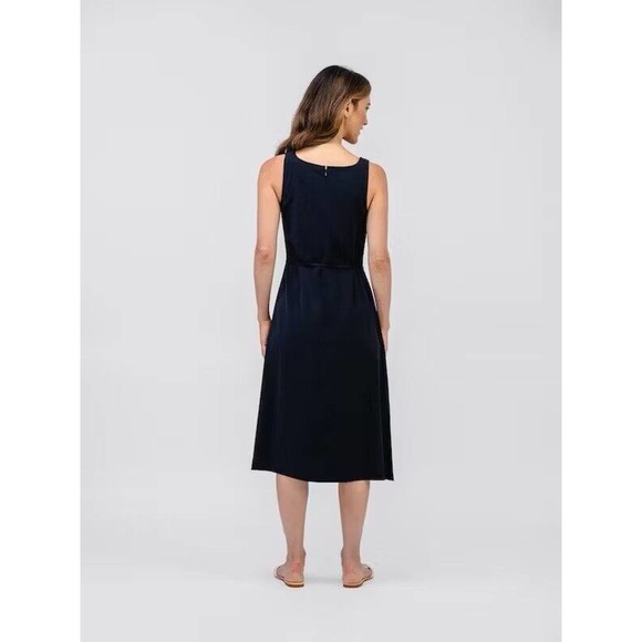 NWT Ministry of Supply Womens Swift Sheath Dress XS Tie Waist Pockets Navy Blue - Picture 3 of 14